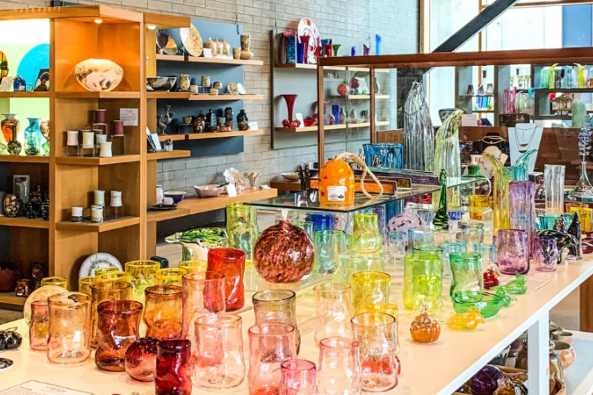 crafted ceramic and glass pieces