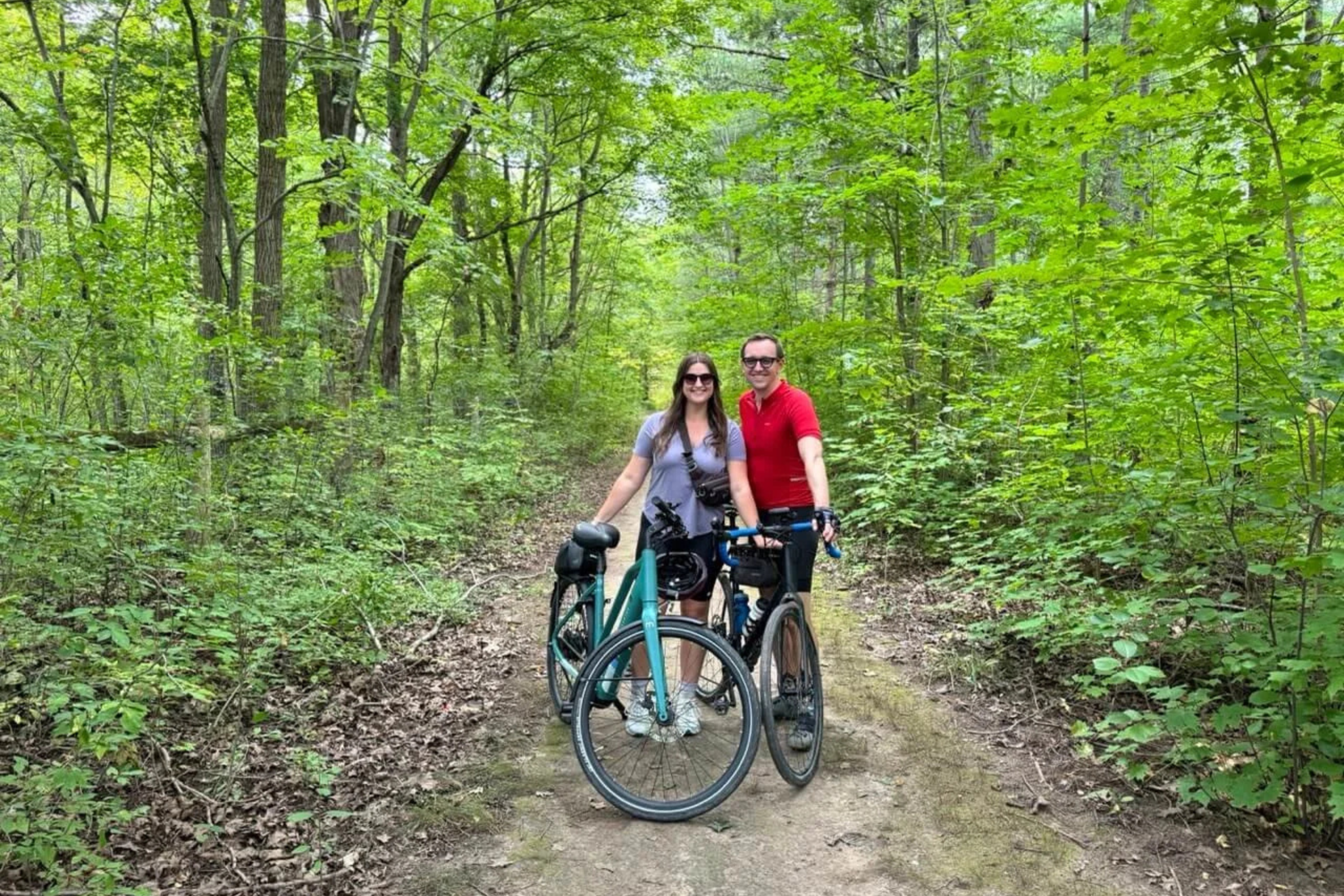 Cyclists on Laurel Trail Waterloo Ontario multi-use path