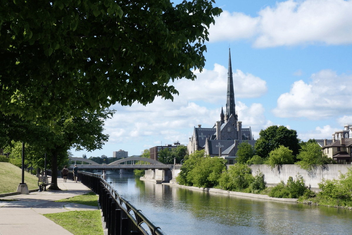 Grand River view at Mill Race Park Cambridge Ontario